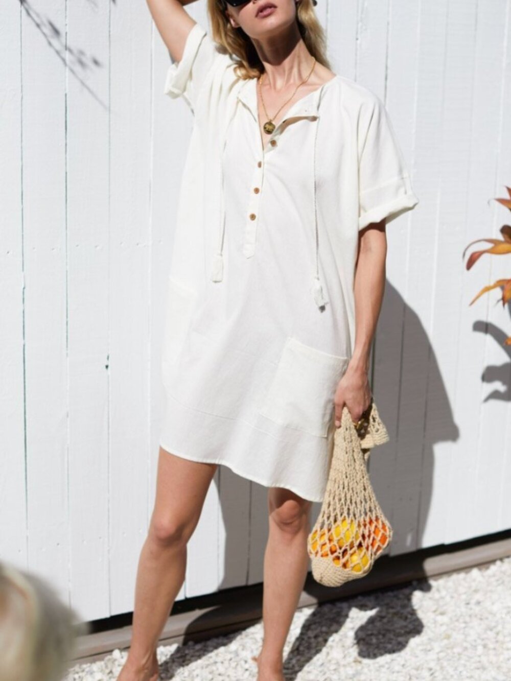 Emerson Fry Organic Baja Caftan Ivory One Size